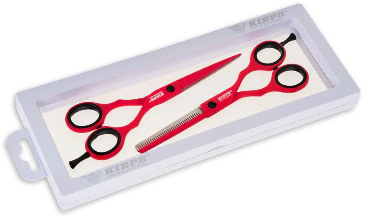 Kiepe Professionele Set – Kappersschaar en Effileerschaar Lime Rood
