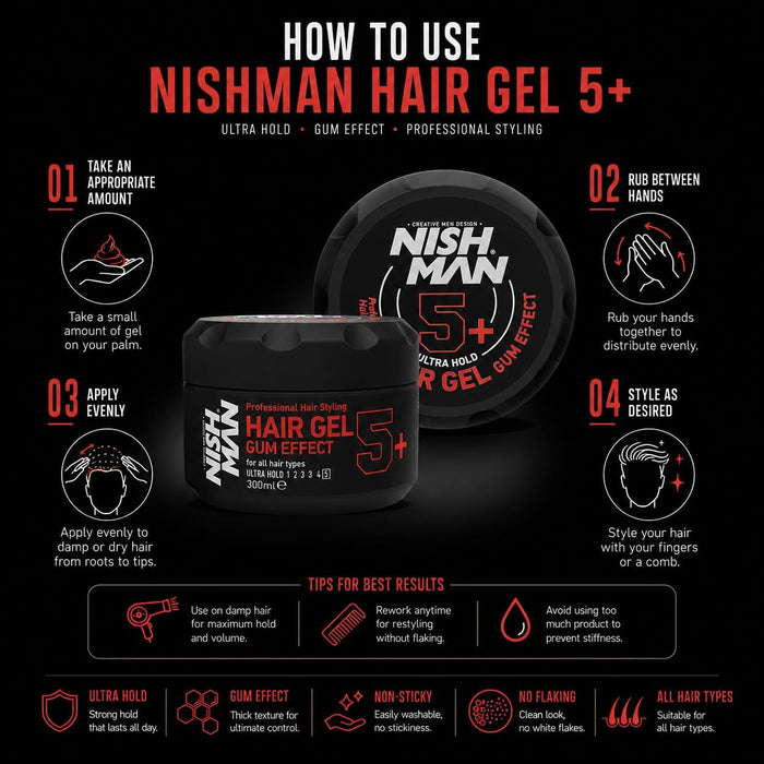 Nishman Hairgel Gum Effect 5+ x12