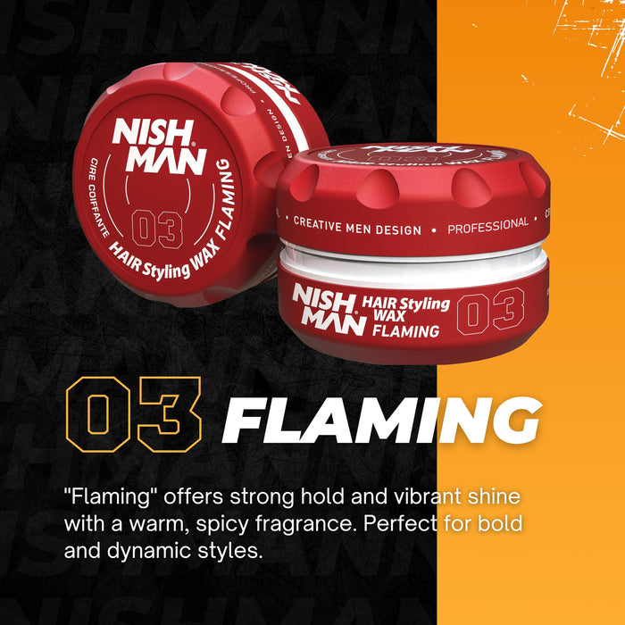 Nishman Hair Styling Wax 03 Flaming 48 stuks