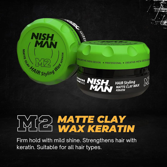 12x Nishman Hair Styling Matte Clay Wax M2