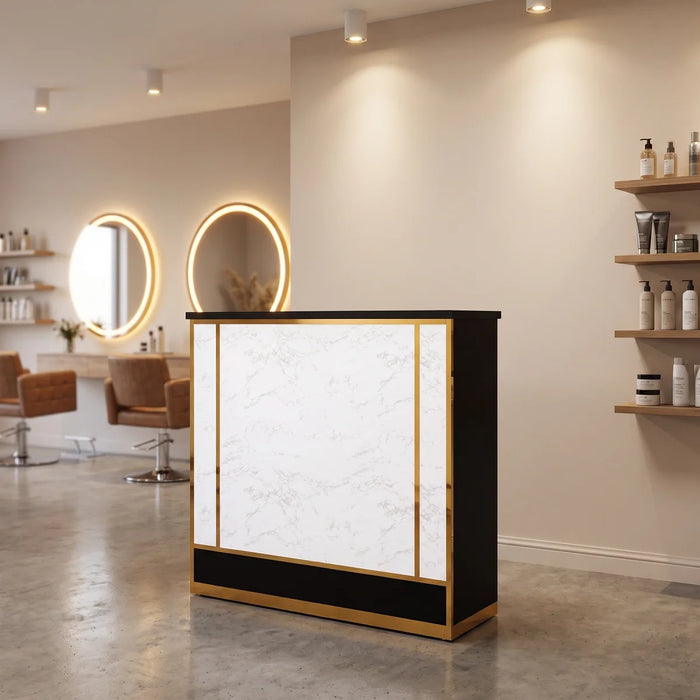 Reception Desk - Balie - Monaco DR008 White/Gold