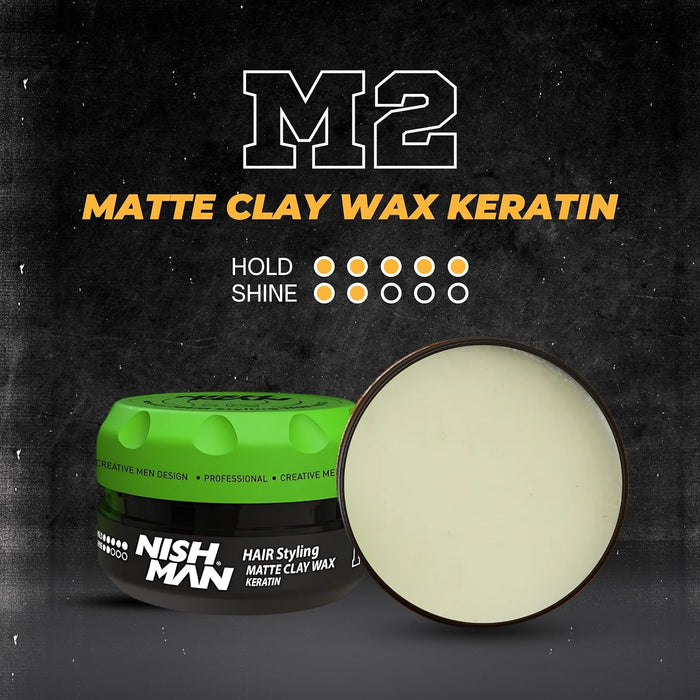 12x Nishman Hair Styling Matte Clay Wax M2