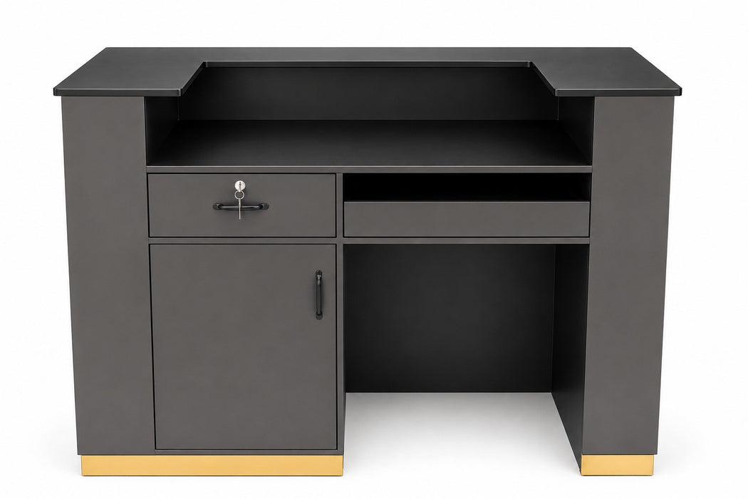 Receptie Kassa Balie Black Ribbel 140cm