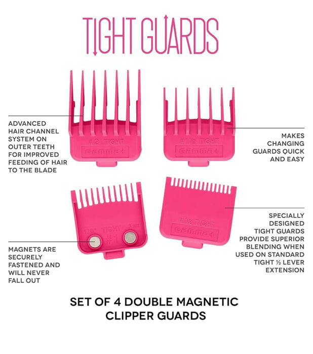 Gamma + Opzetkammenset pink 4 stuks met dubbele magneet