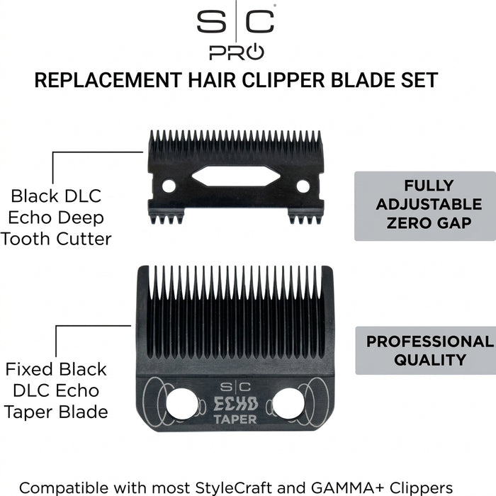 Gamma + Style Craft Clipper Snijblad Echo Taper Blade Set