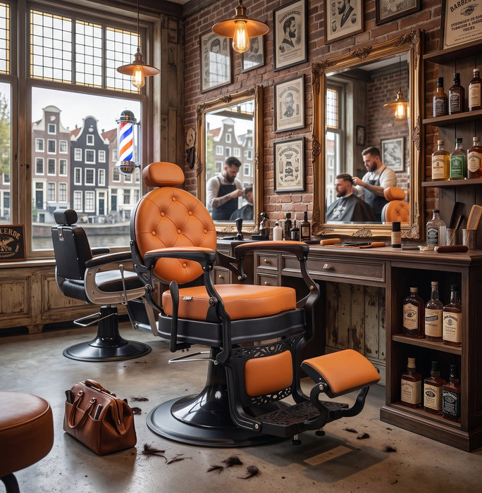Barber Chair Black Matte Orange