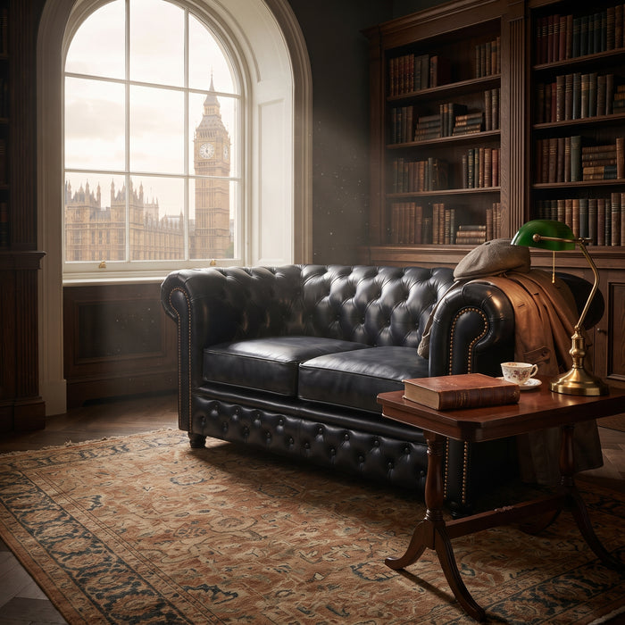 Chesterfield Sofa Compact Wacht Bank - Black