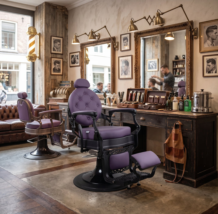 Barber Chair Black Matte Purple