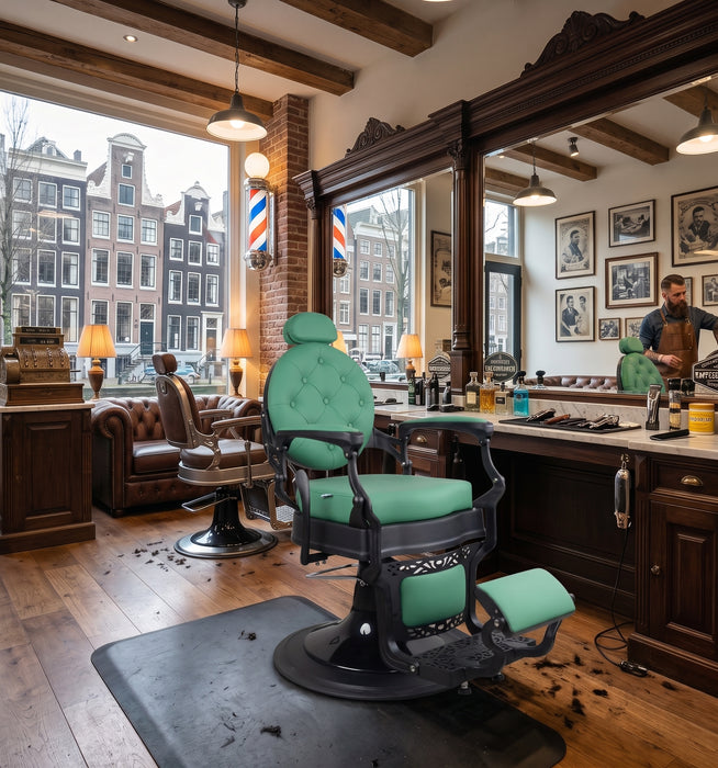 Barber Chair Black Matte Green