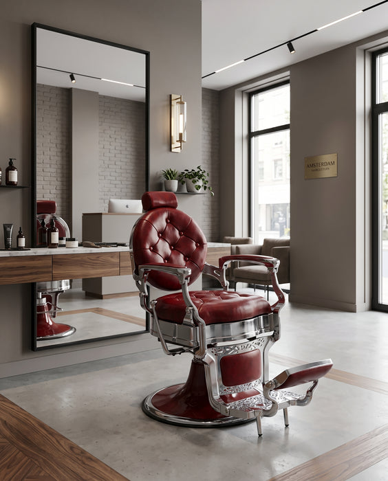 Mirplay Barber Chair Kirk R Red Silver