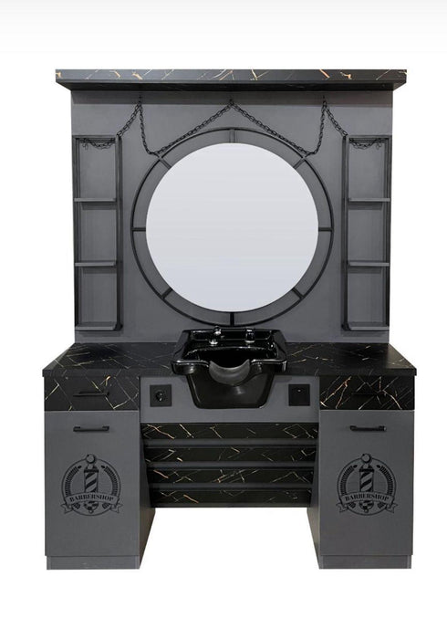 Antracite Grey Barbier Kaptafel met wasbak