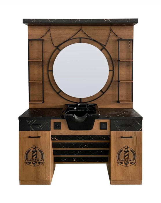 Brown Black Barbier Kaptafel met wasbak
