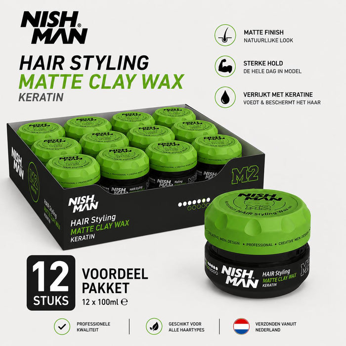 12x Nishman Hair Styling Matte Clay Wax M2
