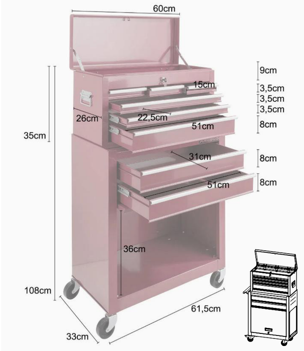 Salon Gereedschapswagen Opzetkast Jet