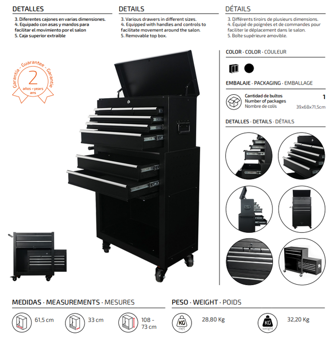 Salon Gereedschapswagen Opzetkast Jet
